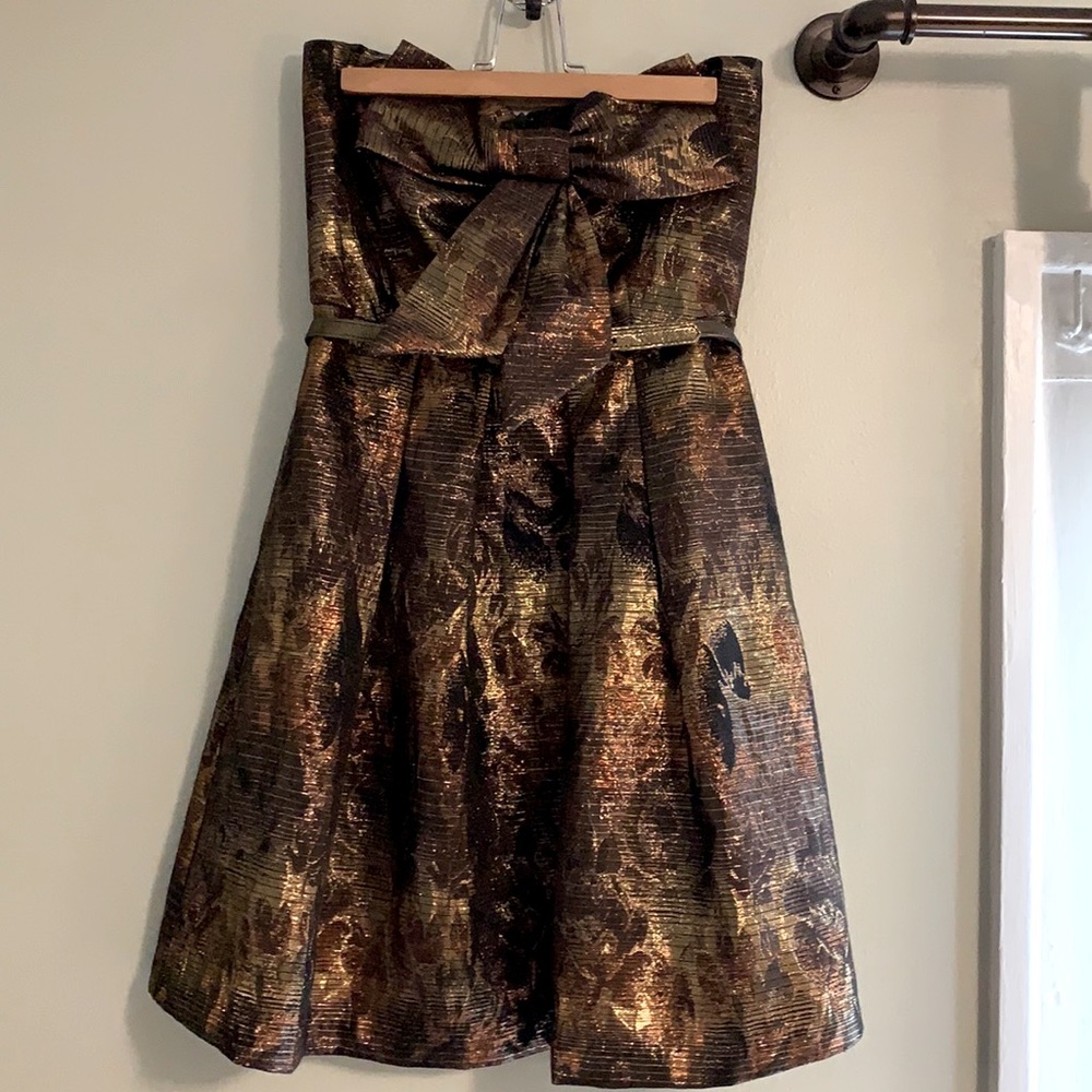 Eva Franco Strapless bow front party dress